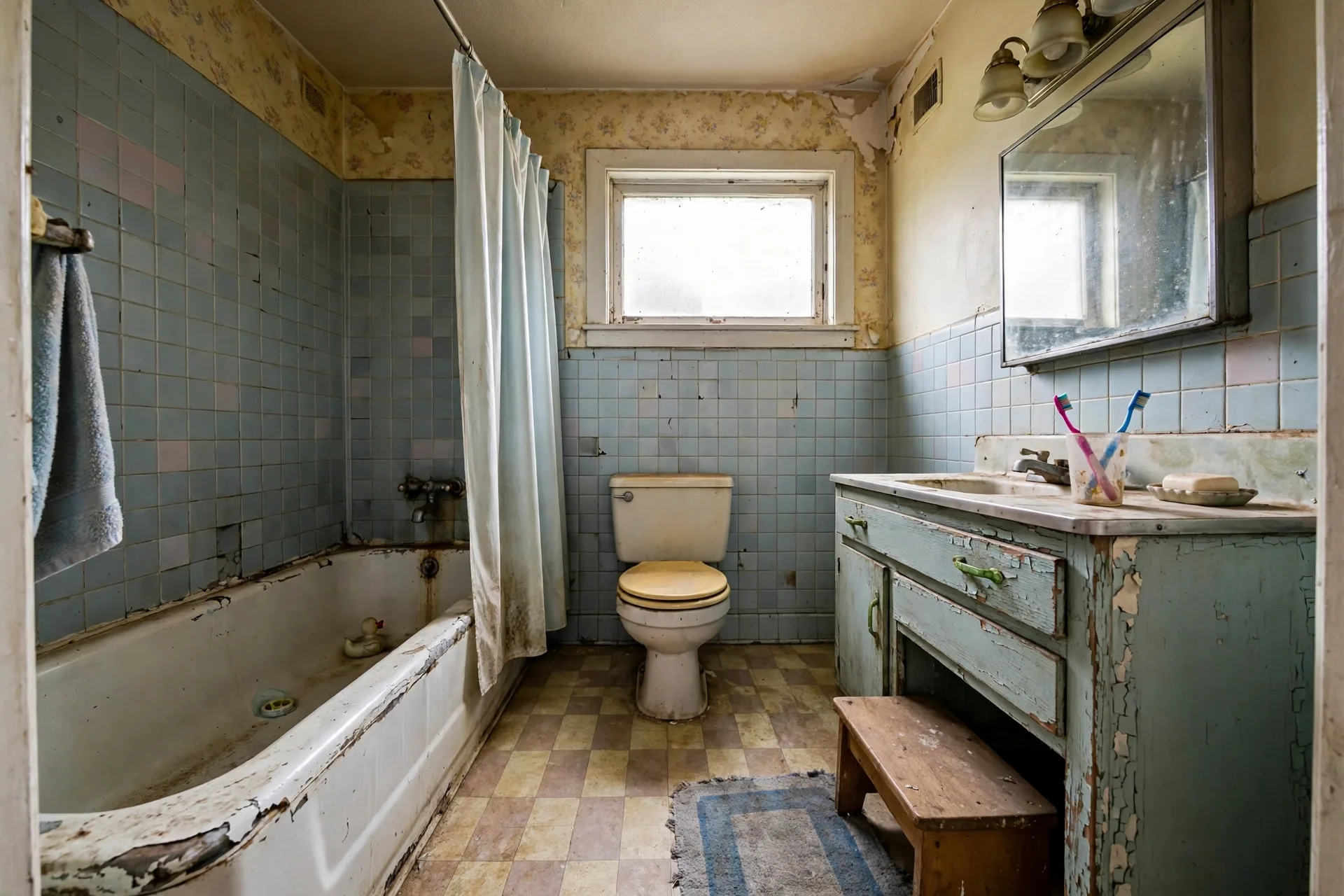 Before photo,  Hall Bathroom Remodeling in Kenilworth, by Bowie Bathroom Remodeling Company
